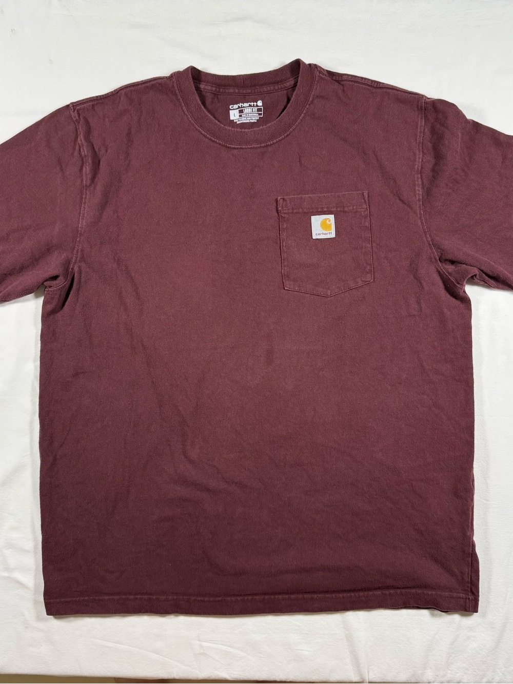 Carhartt K87 Loose Fit Pocket Men’s Large Short Sleeve T-Shirt Wine Burgundy